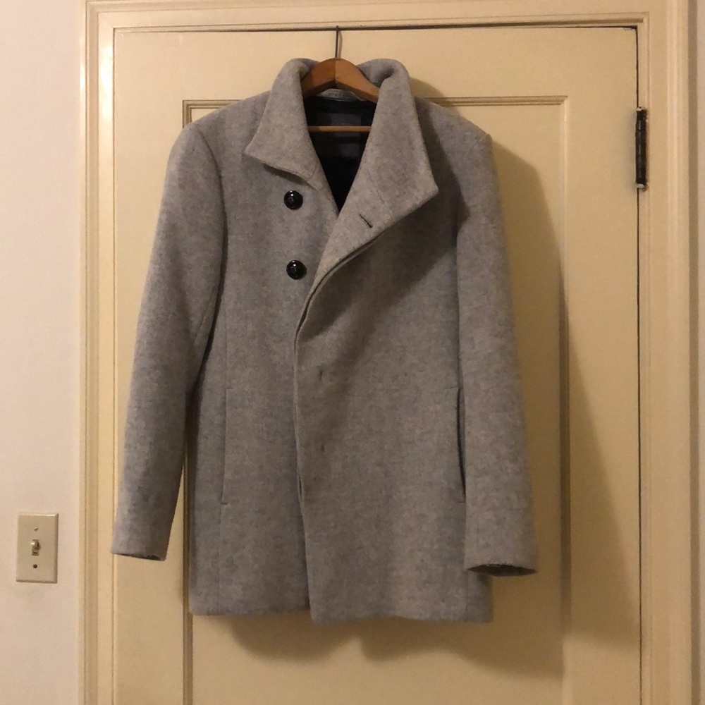 Men’s heather gray caving collar coat